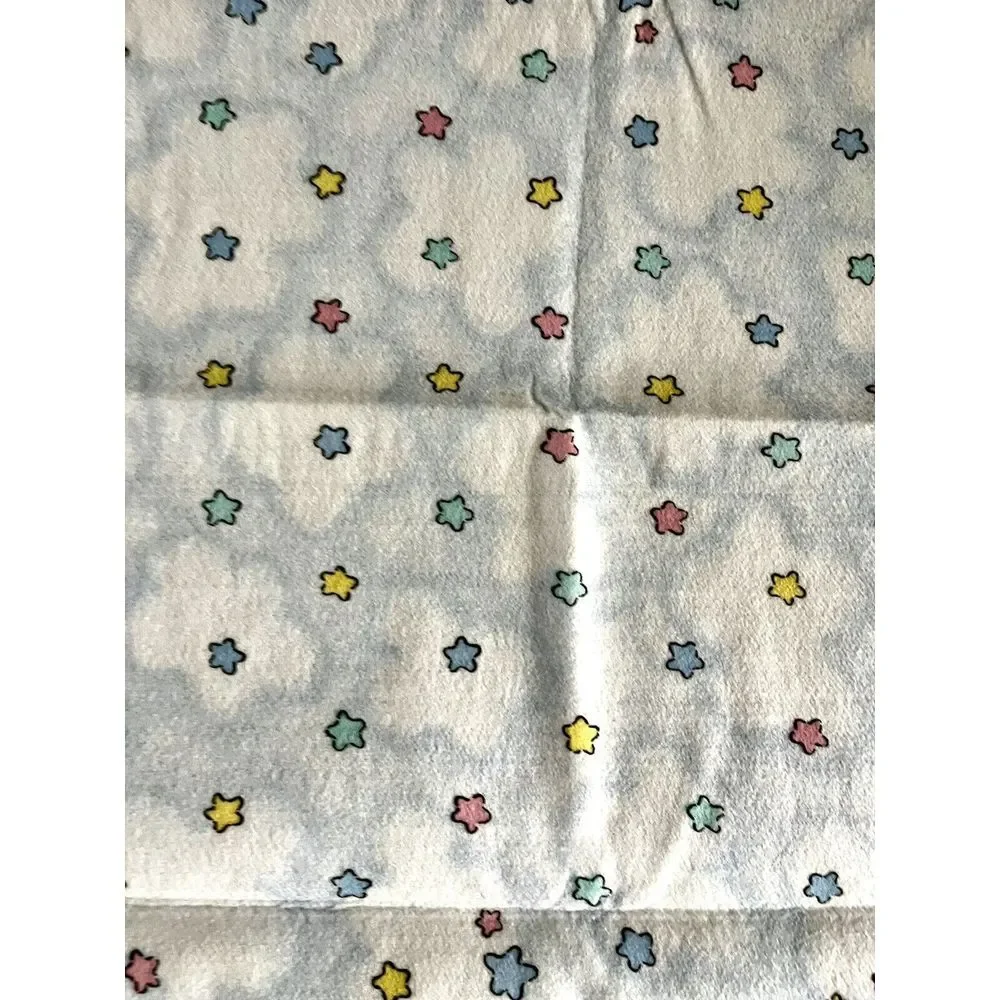 New Baby Blanket Vintage Satin Trim Teddy Bear Acrylic Stars Cuddle Time‎